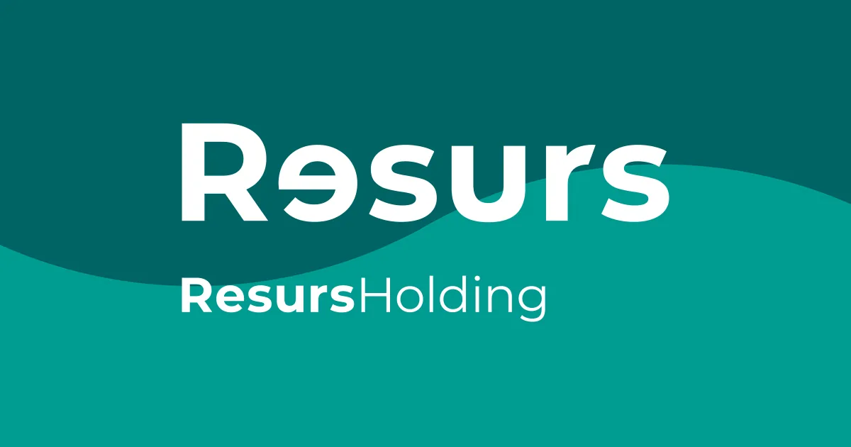 Logoen til Resurs Holding i hvitt på en grønn bakgrunn